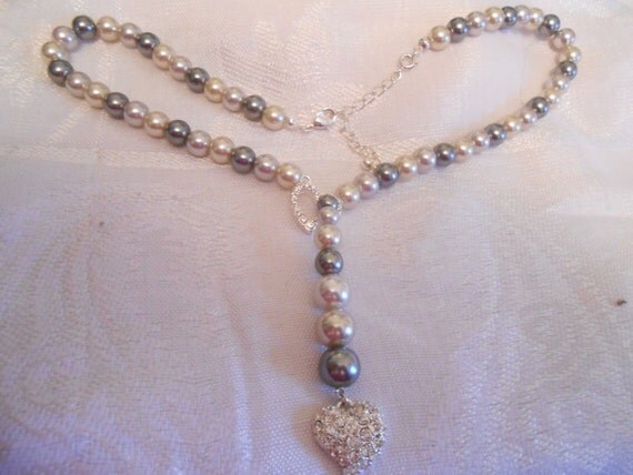 Vintage necklace signed NRT necklace crystal heart by denise5960