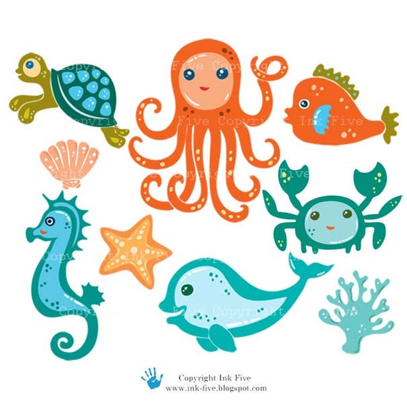 Under the Sea CLIP ART. Digital download images for digital