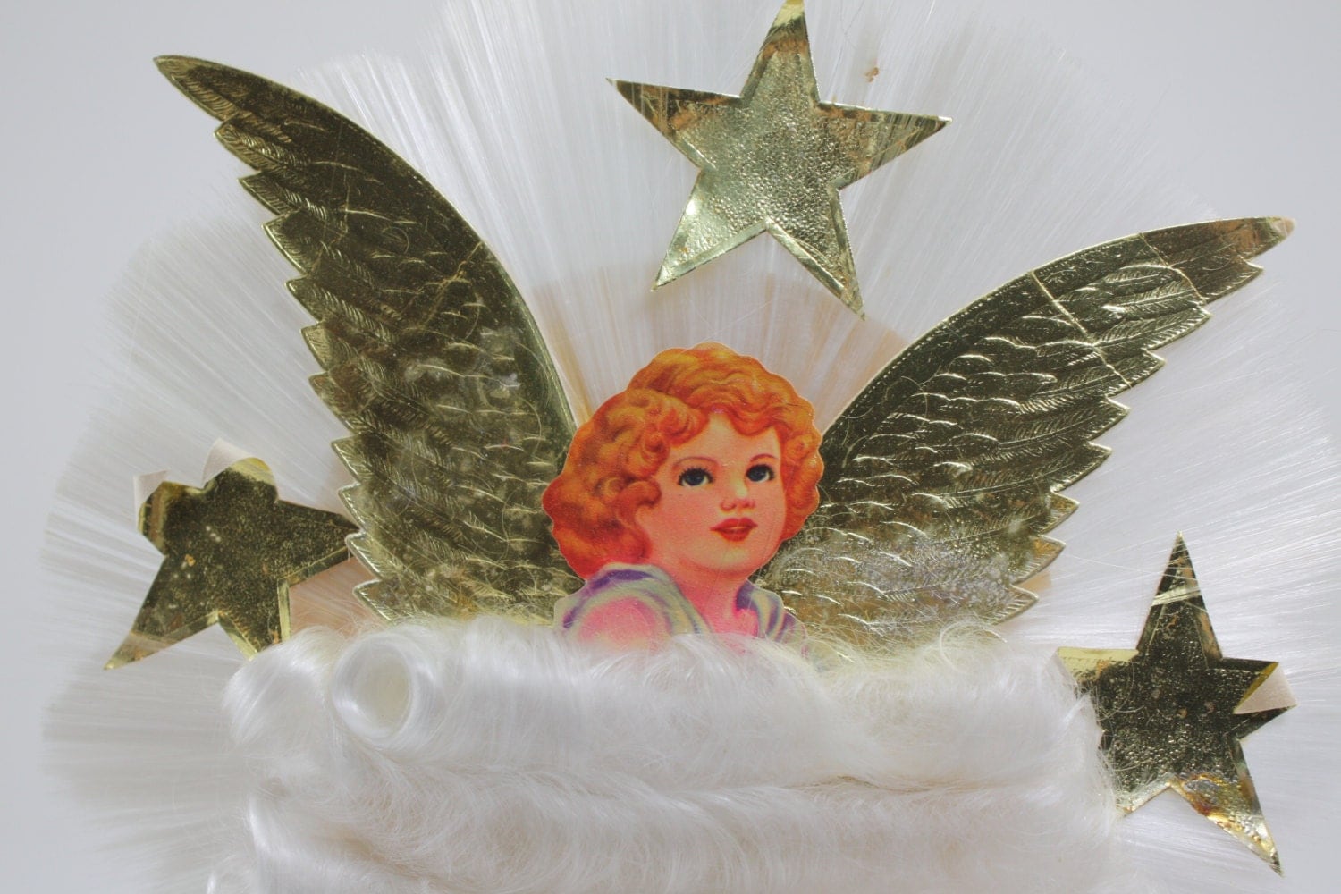 Vintage Angel Tree Topper Spun Glass Angel Hair