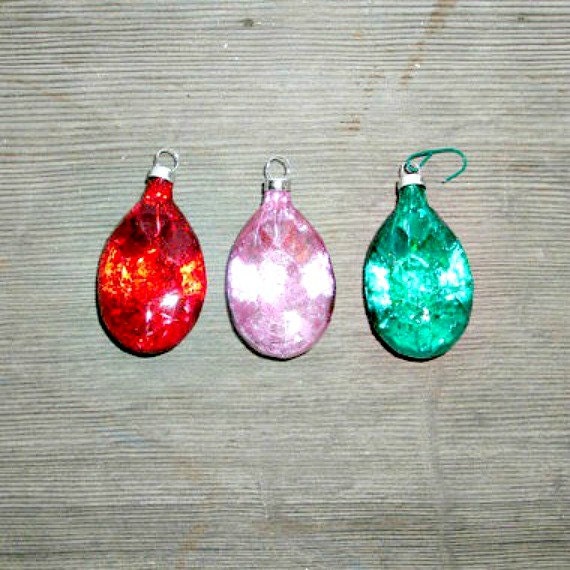 Vintage Christmas Tree Ornaments Set of Three
