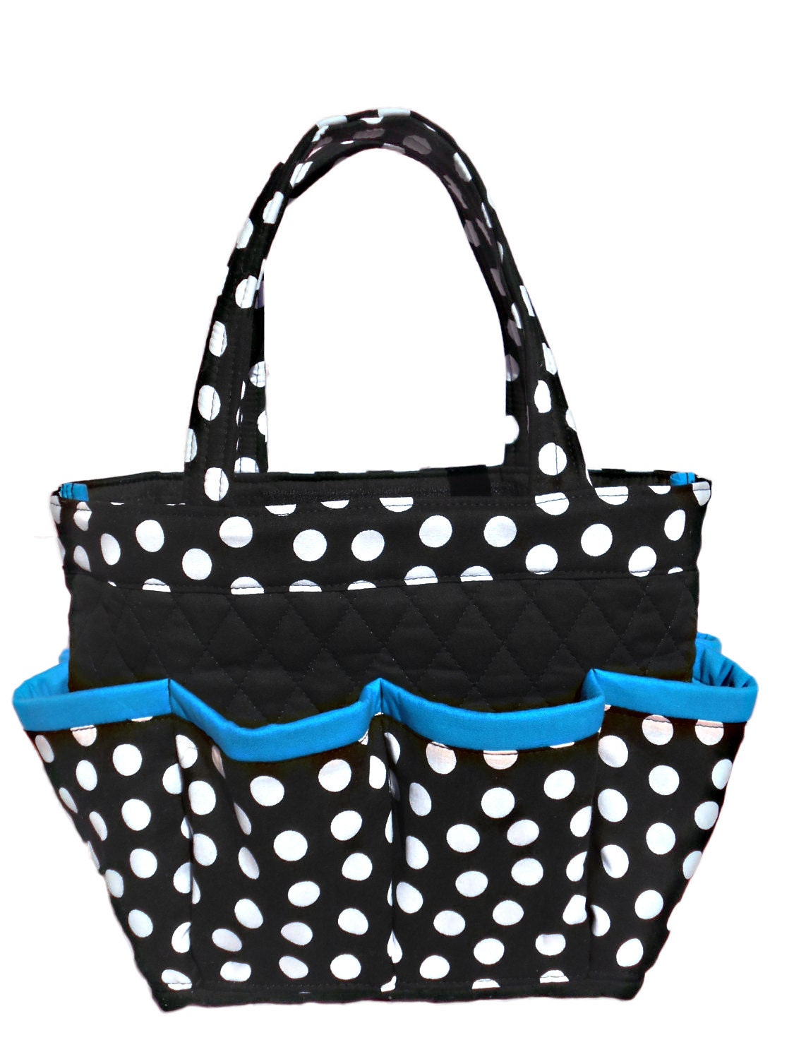 Polka Dot with Blue Trim Bingo Bag // Craft Organizer
