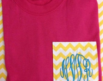 Monogrammed Personalized FABRIC Pocket T by southernmonograms