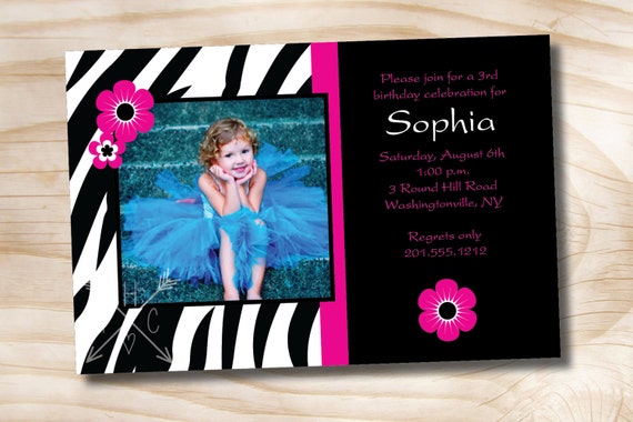 ZEBRA CHIC Birthday Girl Invitation - You Print Il_570xn