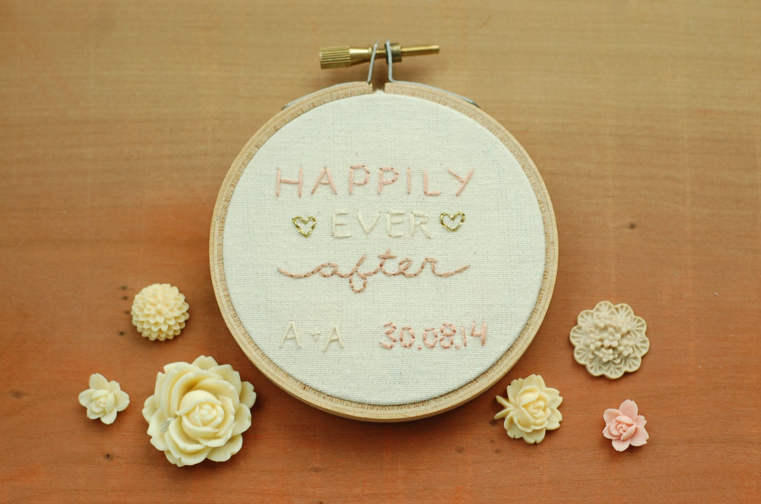 Custom Wedding Gift. Happily Ever After by HOOPLASTITCH on Etsy