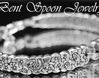 Spoon Bracelet, Spoon Jewelry, Silverware Jewelry, Vintage Wedding Bracelet, LOVE 1970