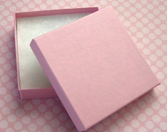 Matte Pink Jewelry Boxes Cotton Filled High Quality 3.5 x 3.5 x 7/8 inch - 10 Large