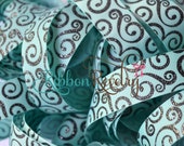 NEW Elegant black glitter swirls on aqua 7/8" grosgrain ribbon new swirl ribbon Il_170x135