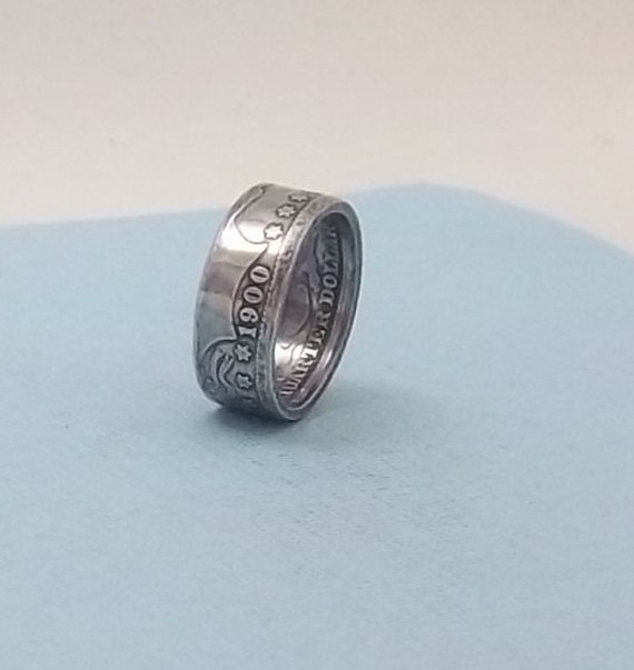 Silver coin ring Barber Quarter dollar, 90% fine silver jewelry year ...