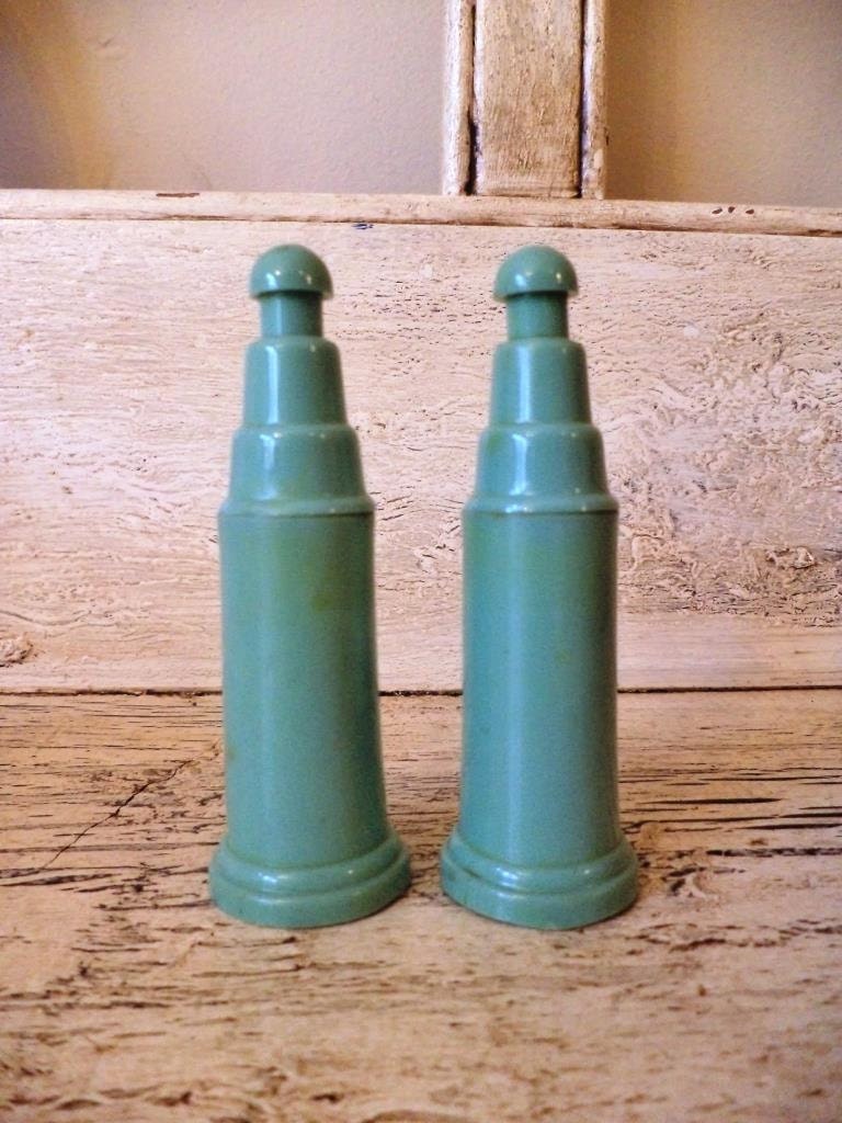Vintage Green Deco Salt and Pepper Shaker Set Haute Juice