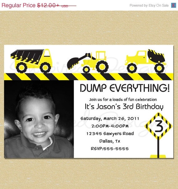 10% OFF SALE Under Construction Birthday Invitation - Boy - All Ages Il_570xn