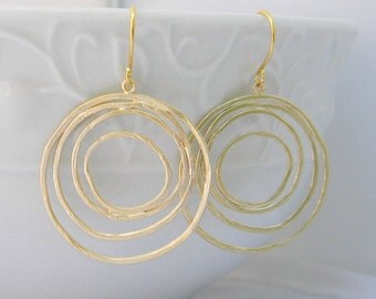Gold Swirl Dangle Earrings, Statement Earrings, Dangle Earrings, Gift For Her, Mothers Day Gift