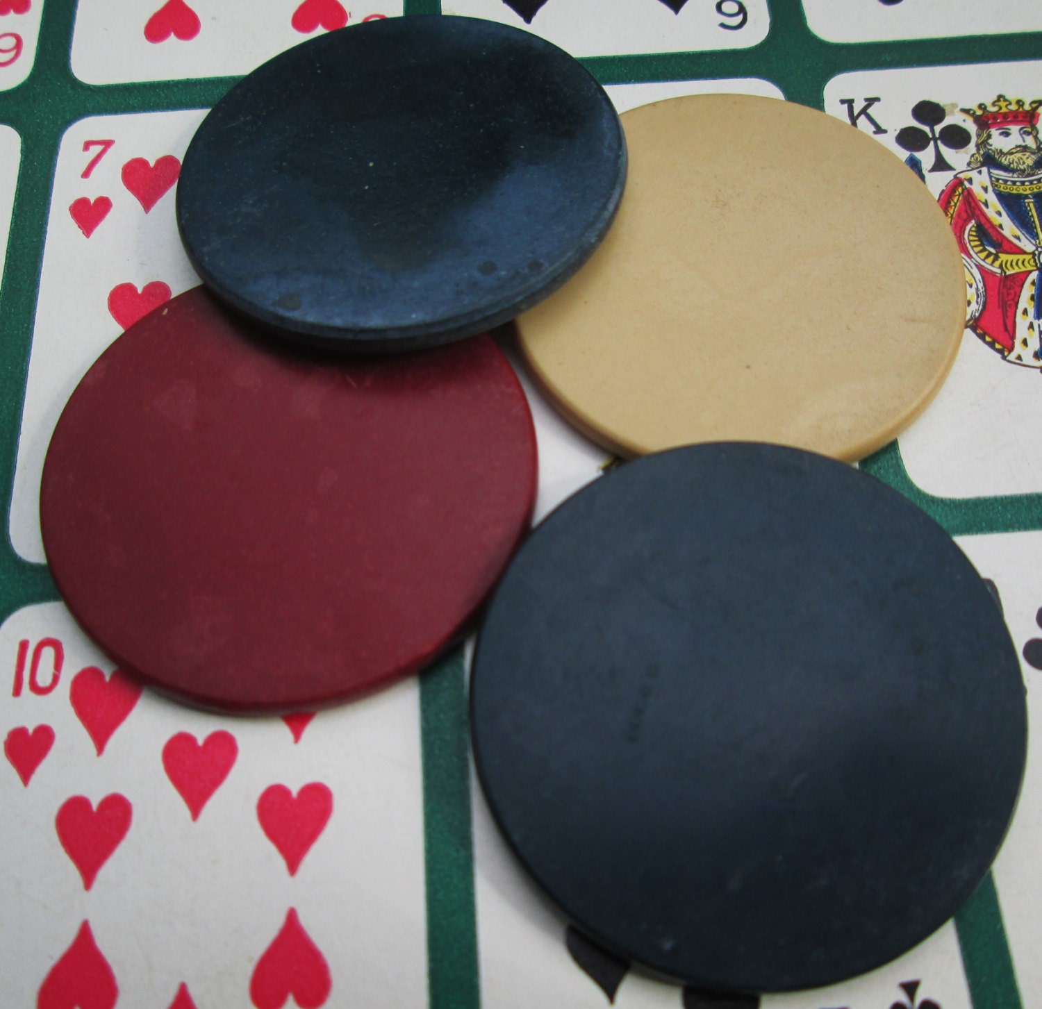 Vintage Poker Chip Collection. 10 Clay Plastic Cardboard