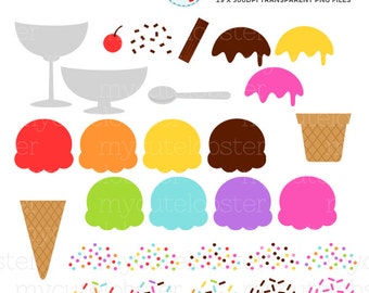 Ice Cream Clipart Set - build your own ice cream clipart set, ice cream clip art set - personal use, small commercial use, instant download