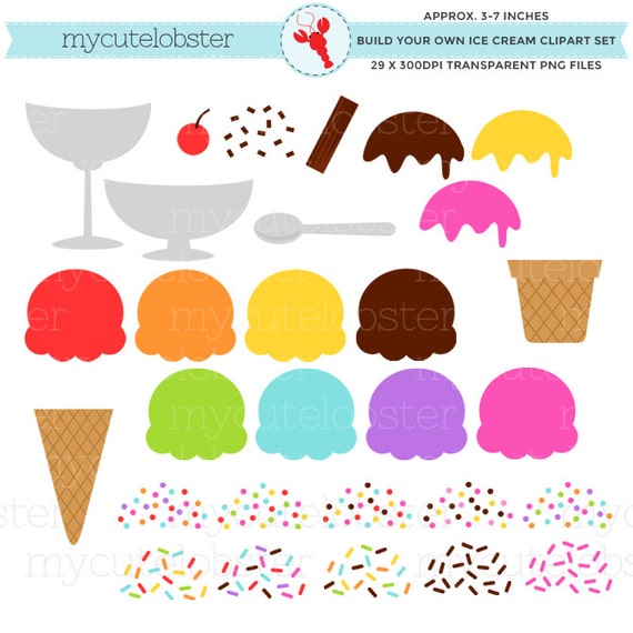 Ice Cream Clipart Set build your own ice cream clipart set