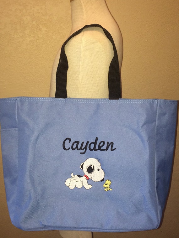 Items similar to Personalized Baby Snoopy Tote Diaper Bag Boy or Girl on Etsy