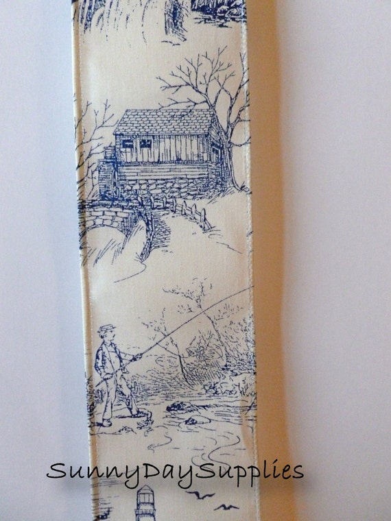 Toile Ribbon Blue and White Cotton Toile Wired by SunnyDaySupplies