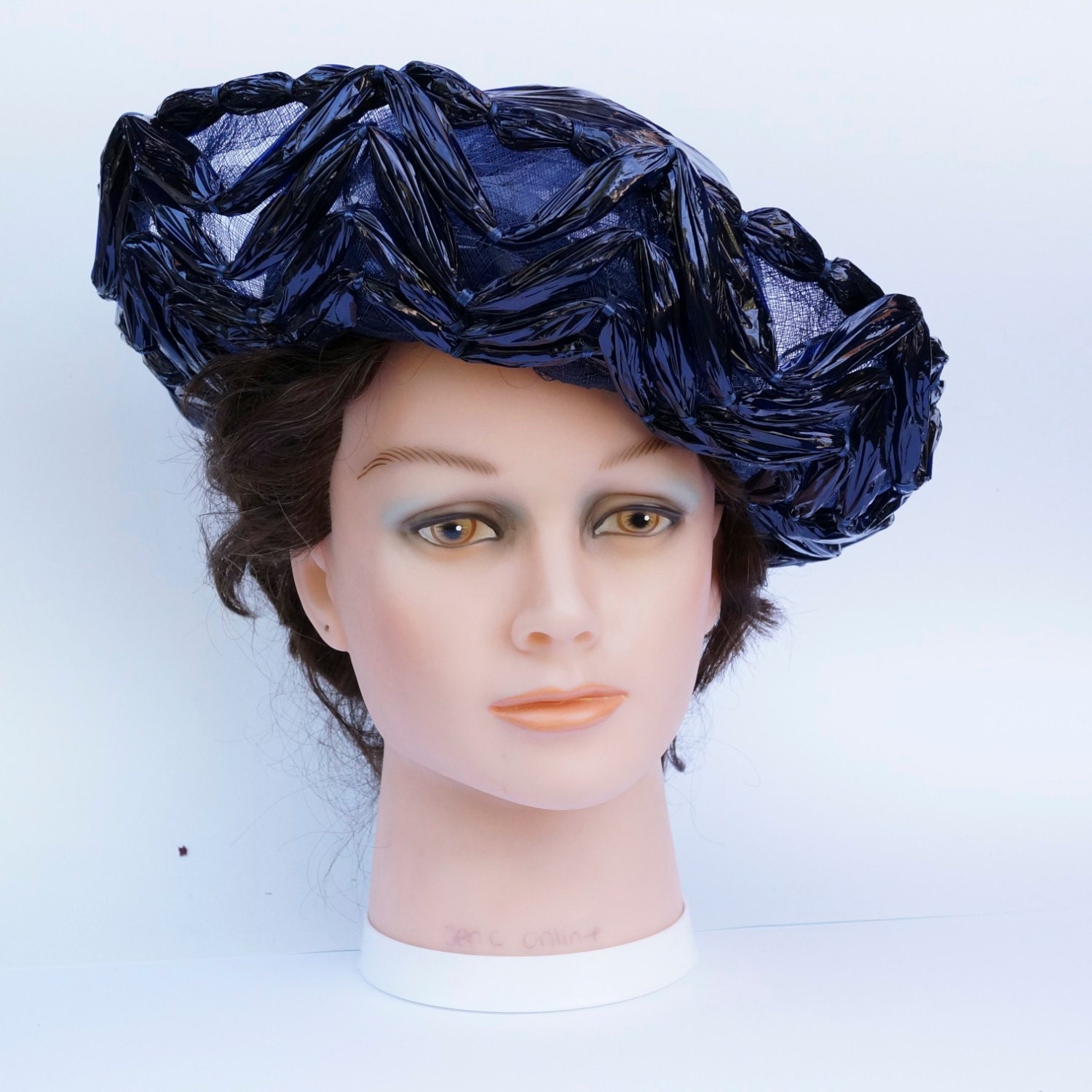 vintage BLUE RAFFIA HAT. wide brim. vintage – Haute Juice