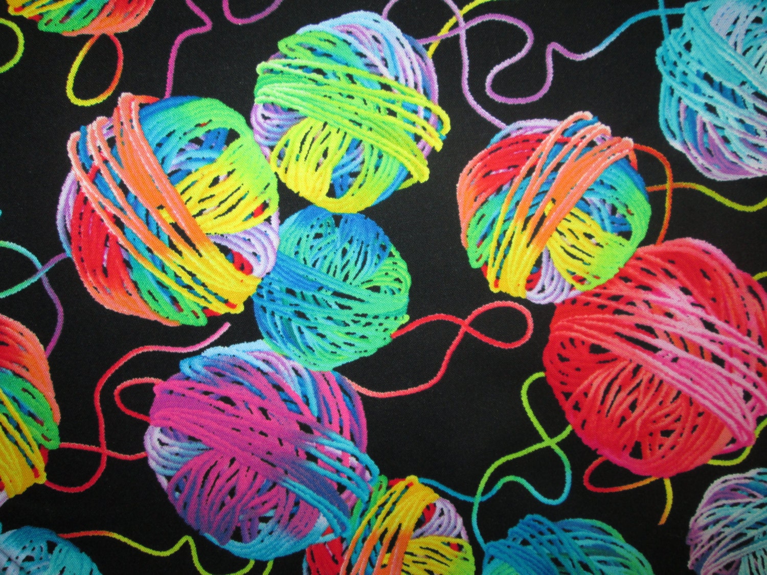Yarn Balls of Yarn Colorful Cotton Fabric FQ or Custom by scizzors