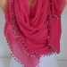 Hot Pink Turkish Scarf Spring Scarf Cotton Scarf Cowl Scarf Shawl with Wood Bead Edge Women Fashion Accessories
