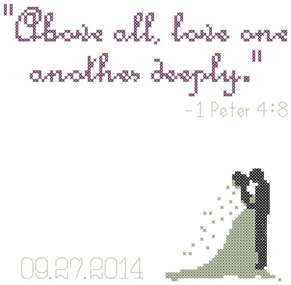 Wedding Cross Stitch Pattern/Bible Verse Cross Stitch