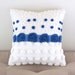blue pillow cover SAPPHIRE QUEEN white crown handmade cushion cover 12 X 12 vintage chenille