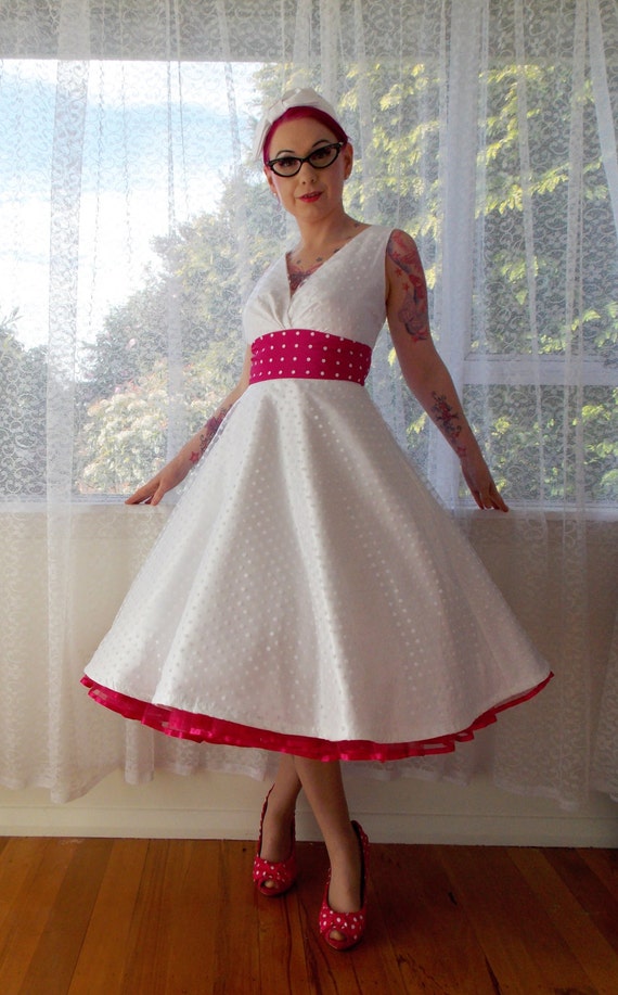 1950 s Rockabilly  Fenella Wedding  Dress  with Polka by 