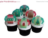UGLY CHRISTMAS Sweater Cake Decorations - 12 Edible Cupcake Toppers - Holiday Decor Il_170x135
