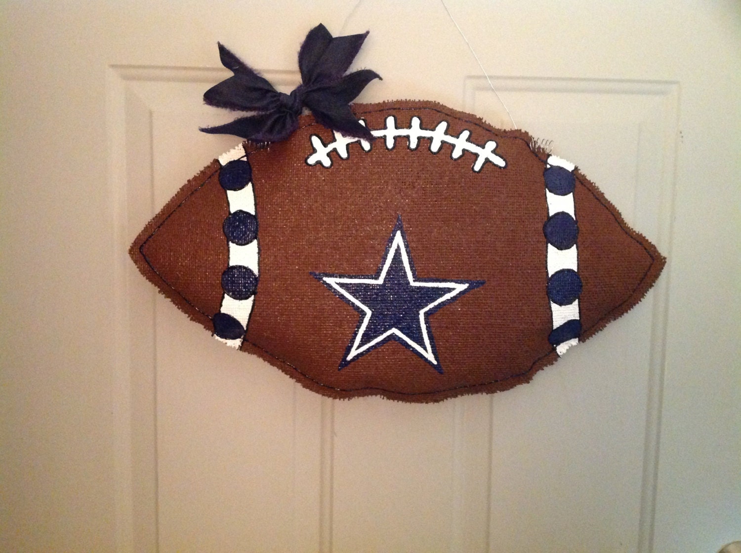 Dallas Cowboys Burlap Football Door Hanger