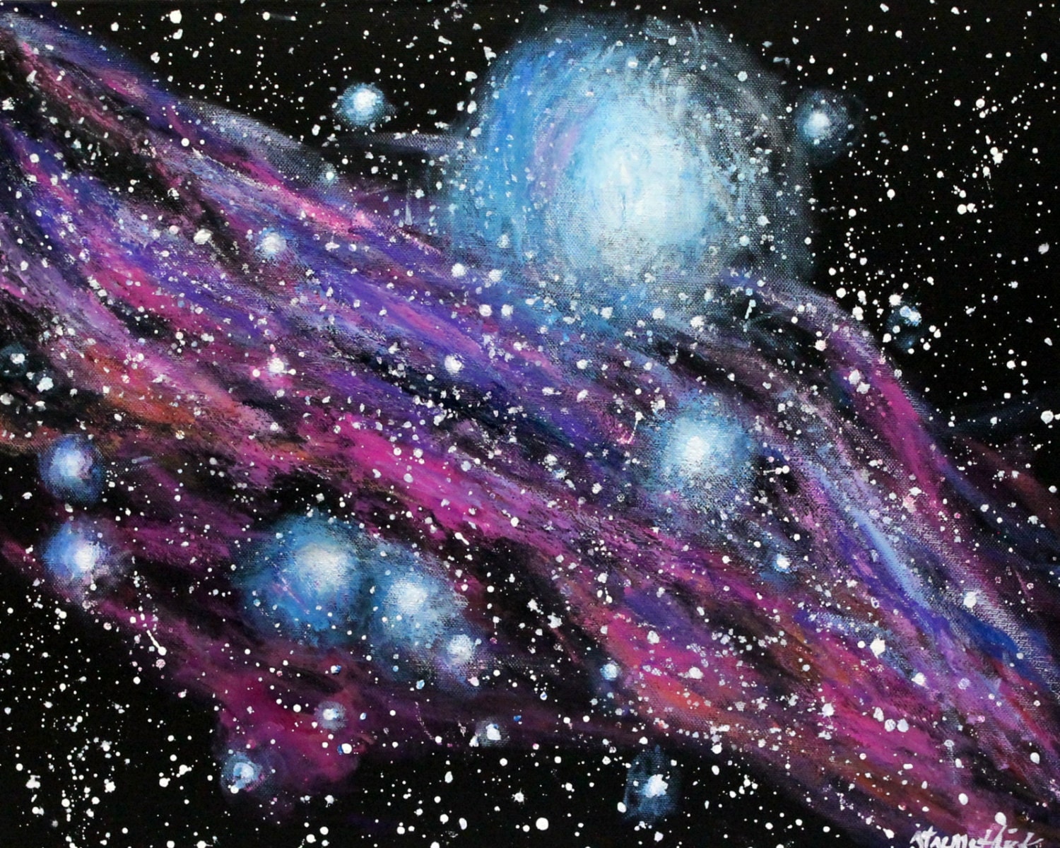 Galaxy art on 16 x 20 stretched canvas Original