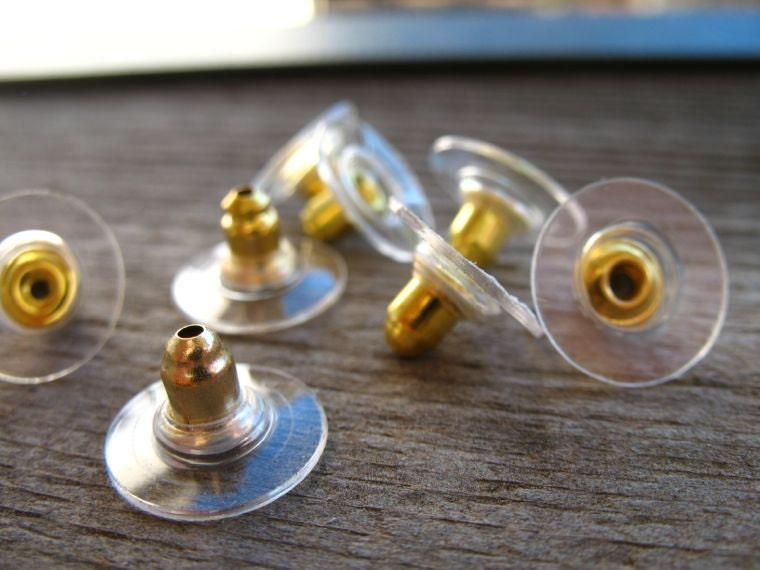 20 Pairs of Gold Mechanical Earring Backs With Plastic Comfort
