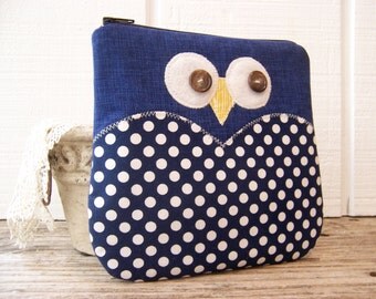 Cute owl bag - zipper bag - fun child bag -blue colored romantic bag ...