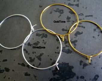 100 Wine Glass Charm Hoops, 25mm Wine Glass Rings, Bulk Lot, Choose Silver or Gold, Ready to Ship!