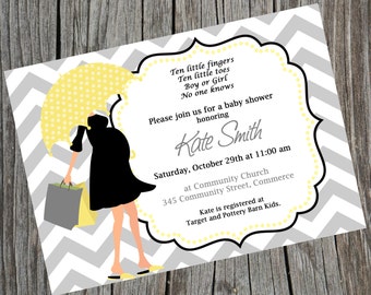 Printable Modern Mom Baby Shower Invitation. Gender Neutral