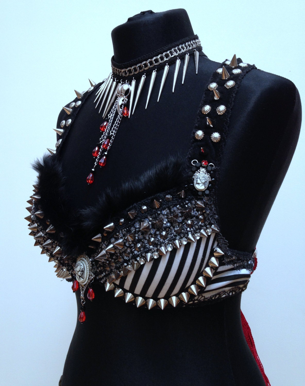 Spiked Bra Gothic Bra Tribal Fusion Bra Goth Belly Dance Bra