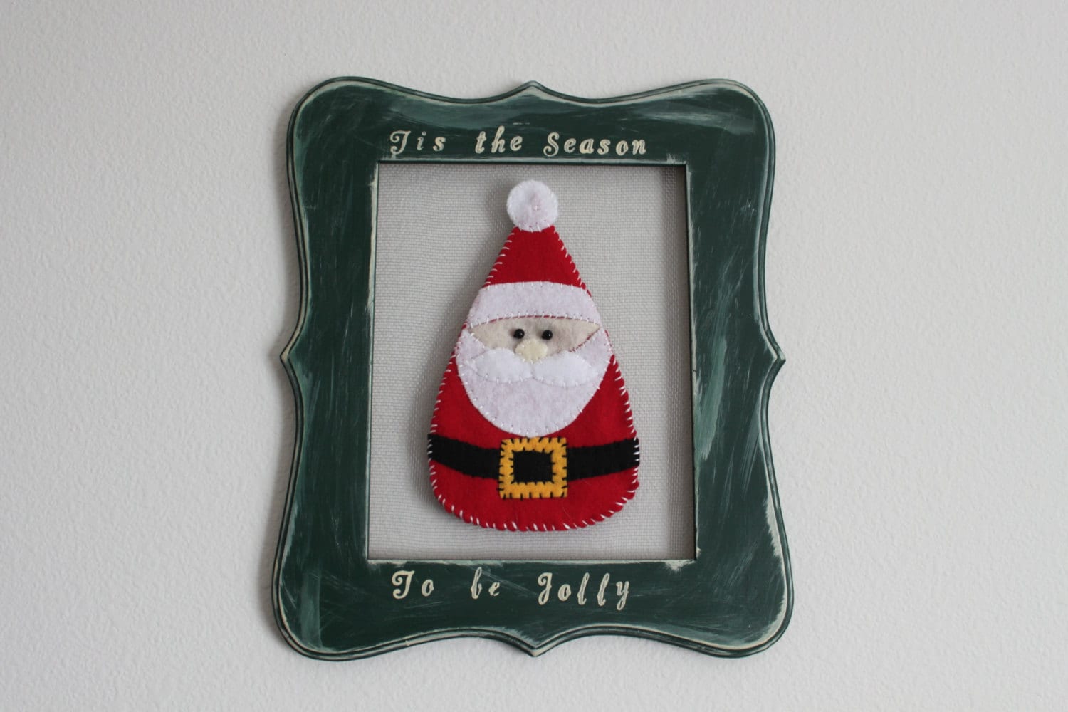 Tis the Season Christmas Santa Wall Hanging - Christmas wall decoration, decorated frame, handmade