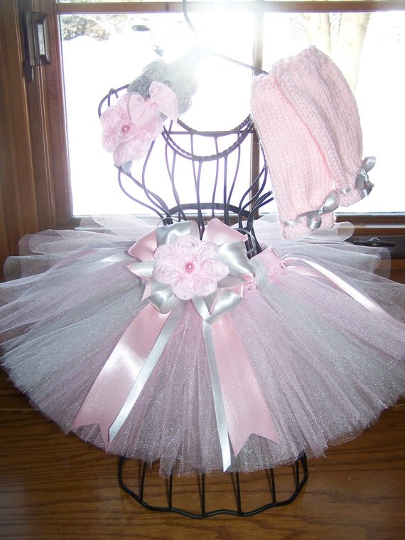 Items similar to Newborn photo prop pink gray tutu set baby girl tutu