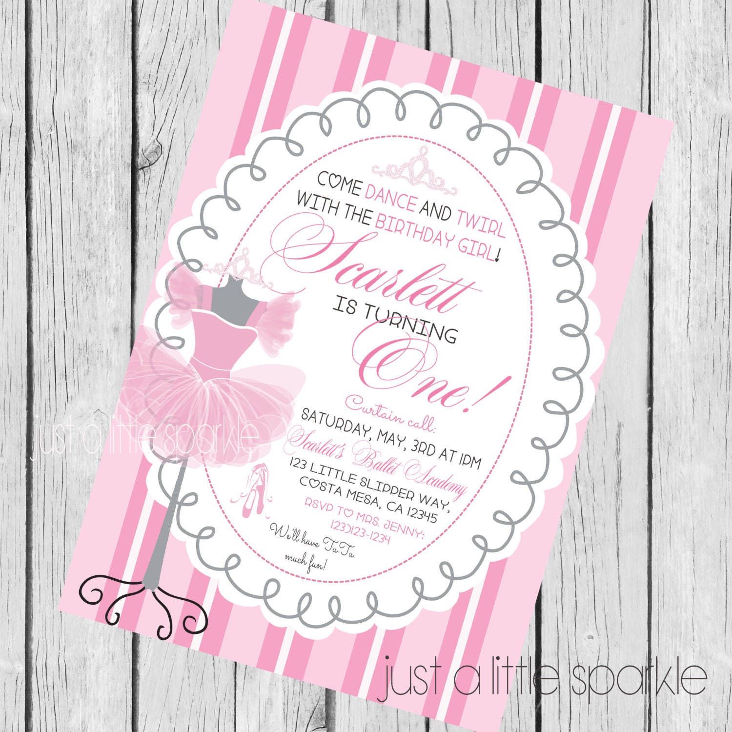 Ballet Birthday printable invitation printable ballet