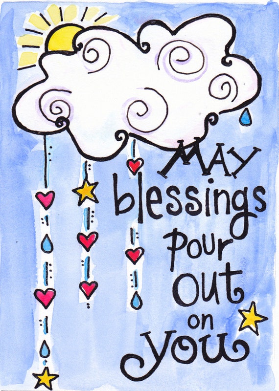 Bible Verse Blessings Pour Out Illustrated Watercolor Print