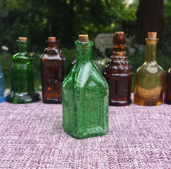 vintage green glass tonic bottle by offbeetvintage on Etsy