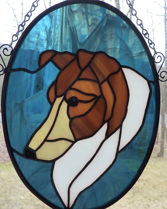 Stained Glass Dog PanelCollie/Sheltie by WildwindsGlass on Etsy