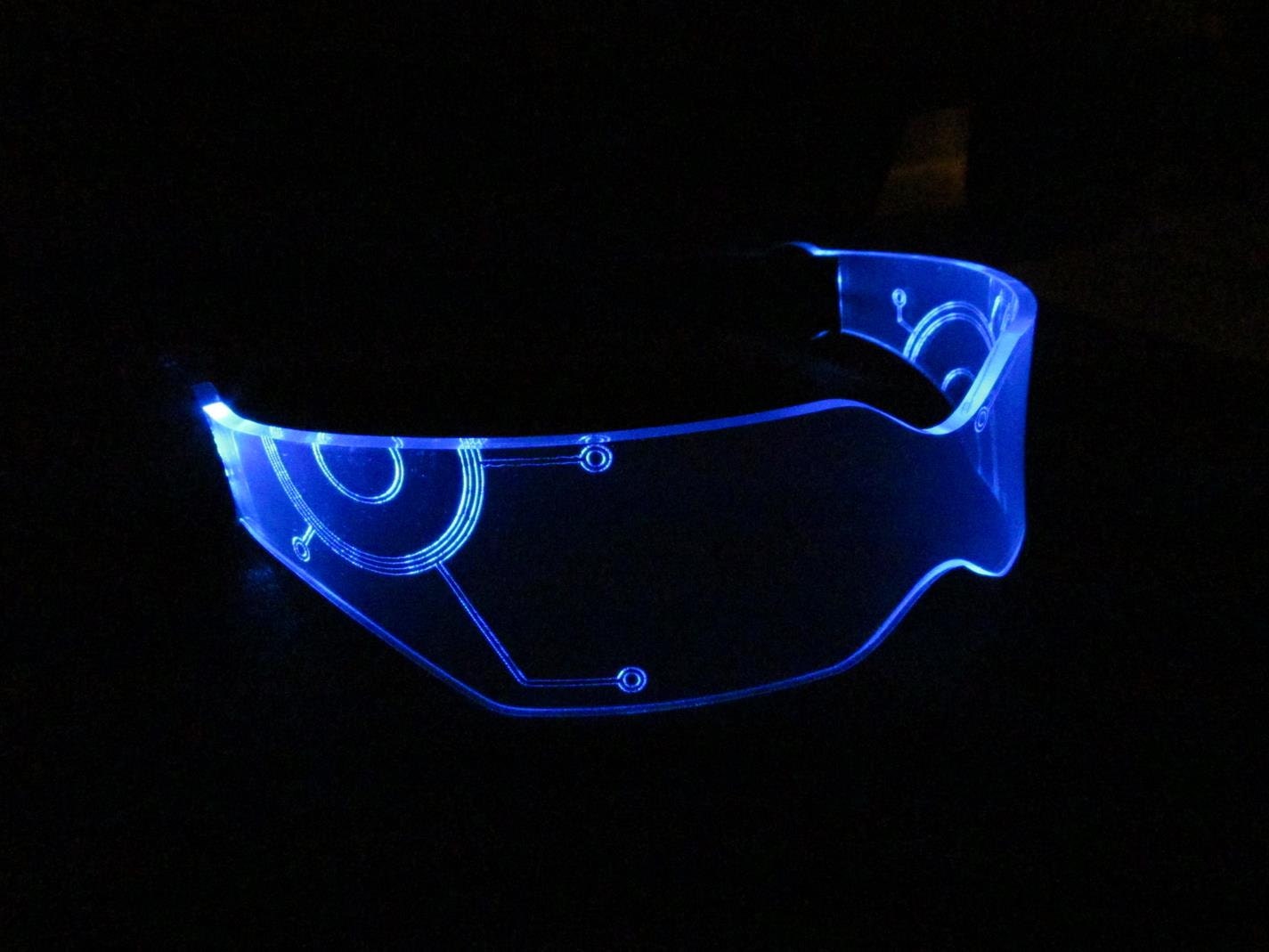 The Original Illuminated Cyber Goth Visor V2 Blue Tron