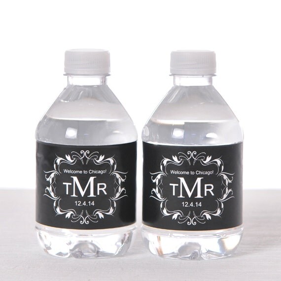 150 Wedding Water Bottle Labels - Wedding Water Labels - Custom Water Bottle Labels - Waterproof Water Bottle Labels - Monogram Il_570xn