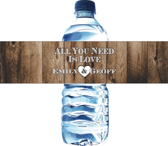200 Wedding Water Bottle Labels - Waterproof Labels Printed with your wedding colors Il_570xn