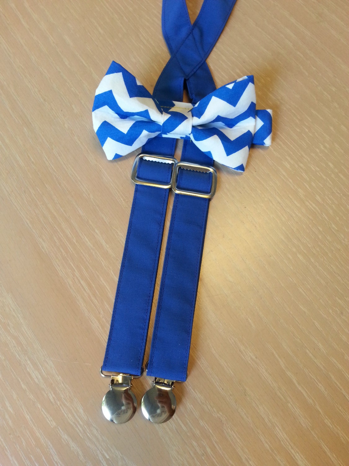 Baby boy bow tie and suspenders set royal blue suspenders and