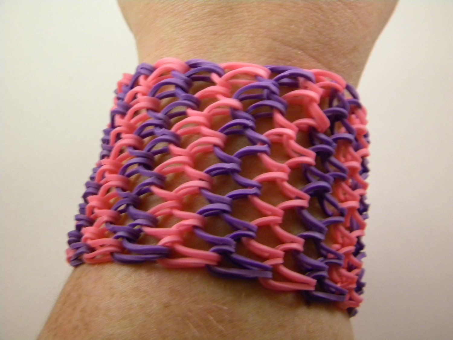 Pink and Purple Rubber Band Bracelet Dragon Scale by Niinapolitan