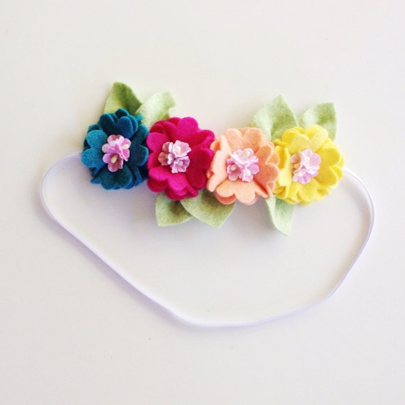 Items similar to Summer Felt Flower Crown, baby, toddler, girl a on Etsy