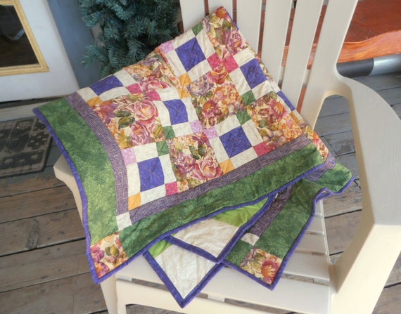 Purple Floral Quilt, Green Quilt, Rose Quilt, Cranberry ...