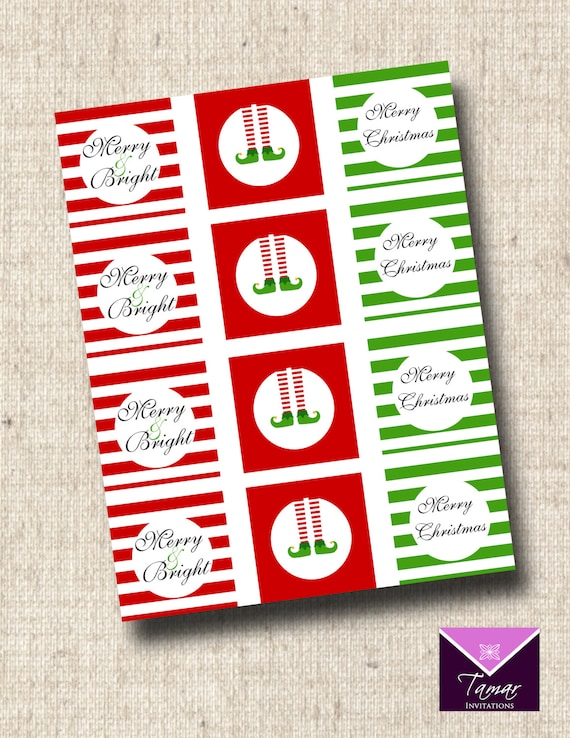 Printable Santa's Elf Christmas Party Tags - Cupcake Toppers INSTANT DOWNLOAD Il_570xn