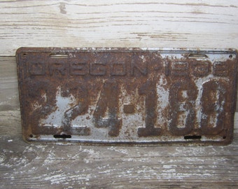 Vintage Metal License Plate Wall Hanger1938 Oregon Rusted Distressed Salvaged Old License Plate Metal Wall Art Rustic Hanger