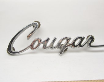 Vintage Car Mercury Cougar Emblem Cursive Script 1980s Era 80s Era ...